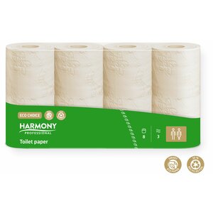 3056 ECO CHOICE konvenční toaletní papír 3-vrstvý recykl hnědý 29,4 m 8 rolí