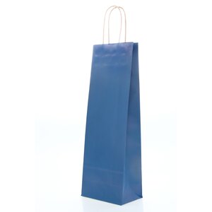 Papírová taška na víno kroucené ucho – tmavě modrá 14 x 8 x 39 cm
