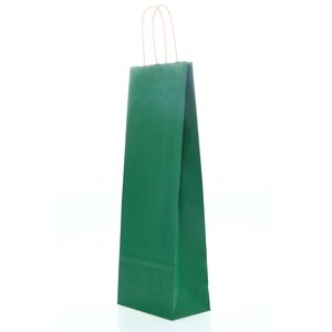 Papírová taška na víno kroucené ucho – tmavě zelená 14 x 8 x 39 cm